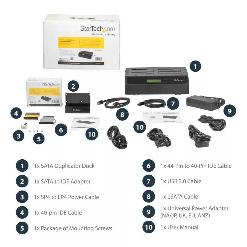 StarTech.com 4 bay USB 3.0 eSATA naar SATA standalone 1:3 HDD harde-schijfduplicator-dock