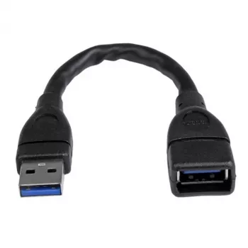 StarTech.com USB 3.0 A-naar-A verlengkabel – 6 inch, zwart, 0,152 m, USB A, USB A, USB 3.2 Gen 1 (3.1 Gen 1), 5 Gbit/s, zwart
