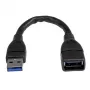 StarTech.com USB 3.0 A-naar-A verlengkabel – 6 inch, zwart, 0,152 m, USB A, USB A, USB 3.2 Gen 1 (3.1 Gen 1), 5 Gbit/s, zwart