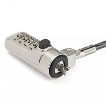 StarTech.com 2 m laptopkabelslot – 4-cijferige cijfercombinatie laptop/desktop beveiligingskabelslot voor wedge-slot computers – antidiefstal vinylgecoat stalen combinatieslot – draagbaar