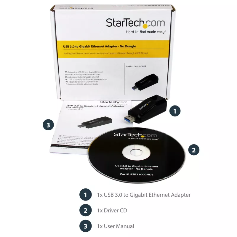 StarTech.com USB 3.0 naar Gigabit Ethernet NIC netwerkadapter – 10/100/1000 Mbit/s