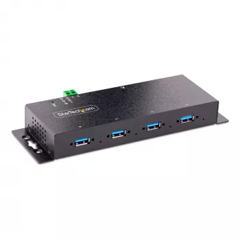 StarTech.com 4-poorts industriële USB 3.0 5Gbps hub, robuuste USB-hub met ESD-bescherming, DIN-/wand-/tafelmontage USB-A hub, USB-uitbreiding met vergrendelbare aansluitingen, heavy duty – TAA