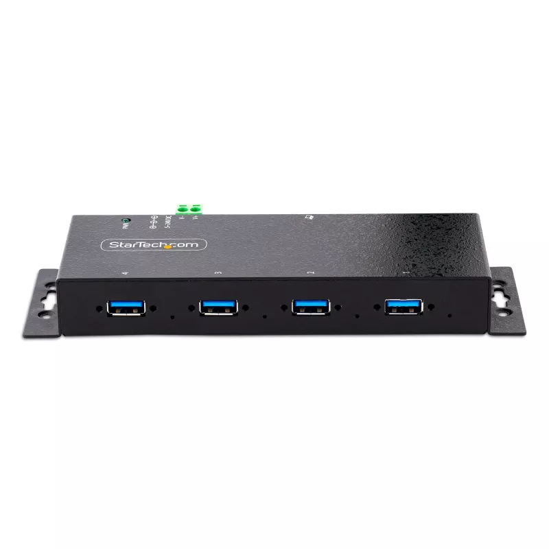 StarTech.com 4-poorts industriële USB 3.0 5Gbps hub, robuuste USB-hub met ESD-bescherming, DIN-/wand-/tafelmontage USB-A hub, USB-uitbreiding met vergrendelbare aansluitingen, heavy duty – TAA