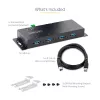 StarTech.com 4-poorts industriële USB 3.0 5Gbps hub, robuuste USB-hub met ESD-bescherming, DIN-/wand-/tafelmontage USB-A hub, USB-uitbreiding met vergrendelbare aansluitingen, heavy duty – TAA