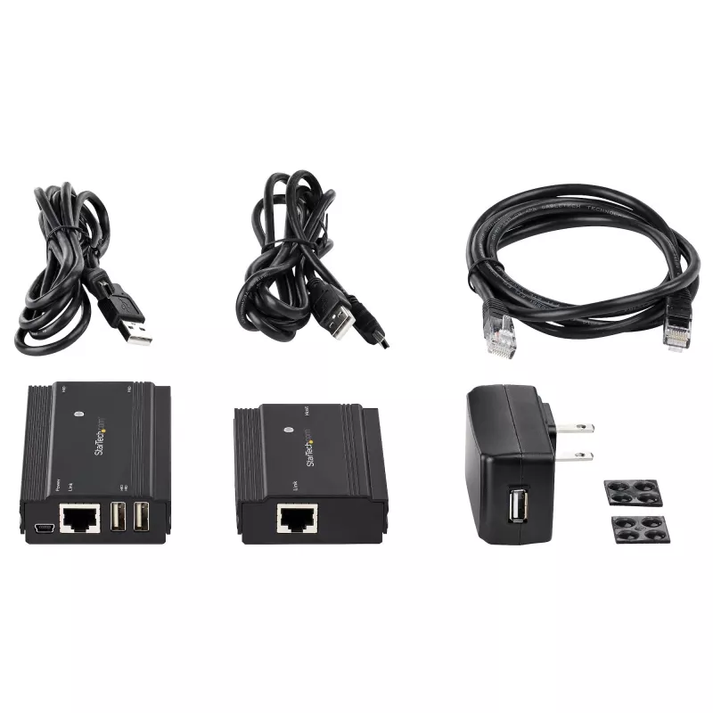 StarTech.com 4-poorts USB 2.0 extender hub via een enkele CAT5e/CAT6 Ethernet-kabel (RJ45) – 100m – USB extender hub adapterkit – metalen behuizing – extern gevoed – 480 Mbit/s