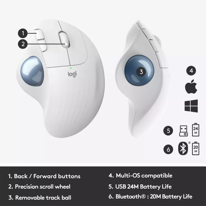 Muis Logitech ERGO M575 draadloze trackball RF draadloos + Bluetooth