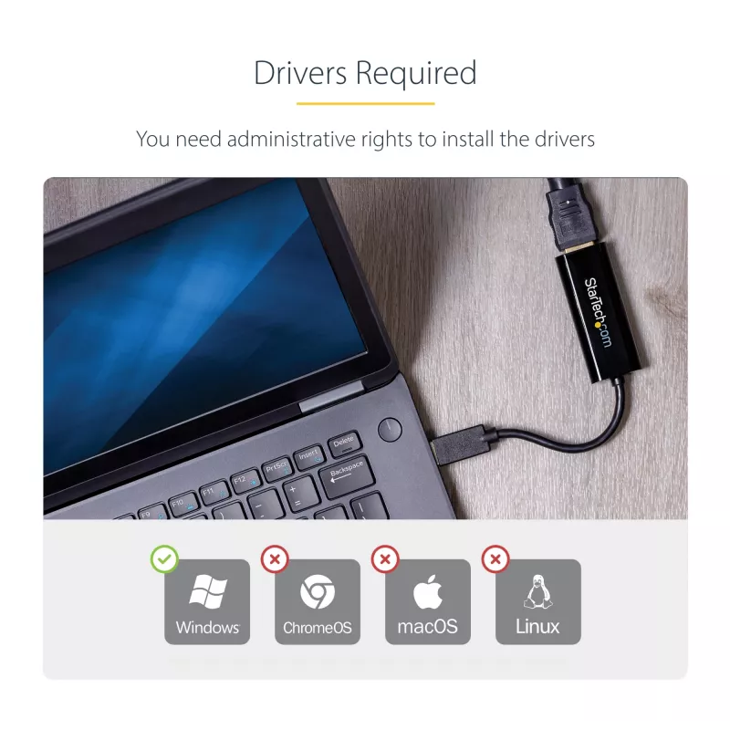 StarTech.com USB 3.0 naar HDMI adapter, USB naar HDMI monitorconverter voor Windows, 1080P (geen ondersteuning voor macOS/ChromeOS/Linux) – TAA