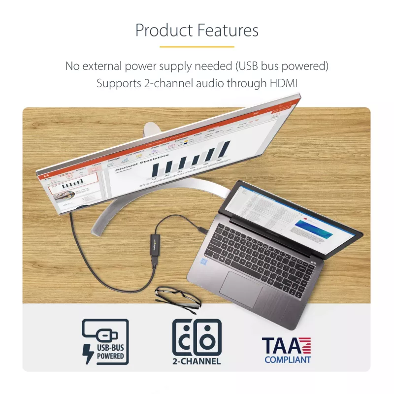 StarTech.com USB 3.0 naar HDMI adapter, USB naar HDMI monitorconverter voor Windows, 1080P (geen ondersteuning voor macOS/ChromeOS/Linux) – TAA