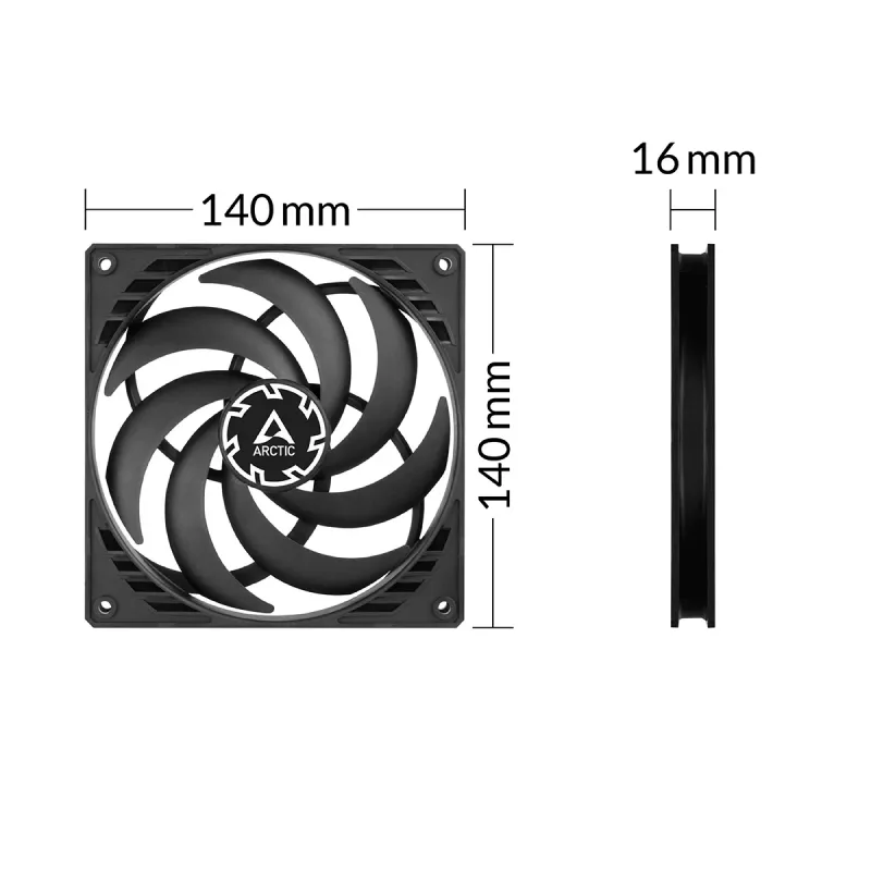 ARCTIC P14 slanke PWM PST drukgeoptimaliseerde 140mm PWM-ventilator met geïntegreerde Y-kabel