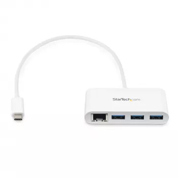 StarTech.com 3-poorts USB-C-hub met Gigabit Ethernet – USB-C naar 3x USB-A – USB 3.0-hub – wit