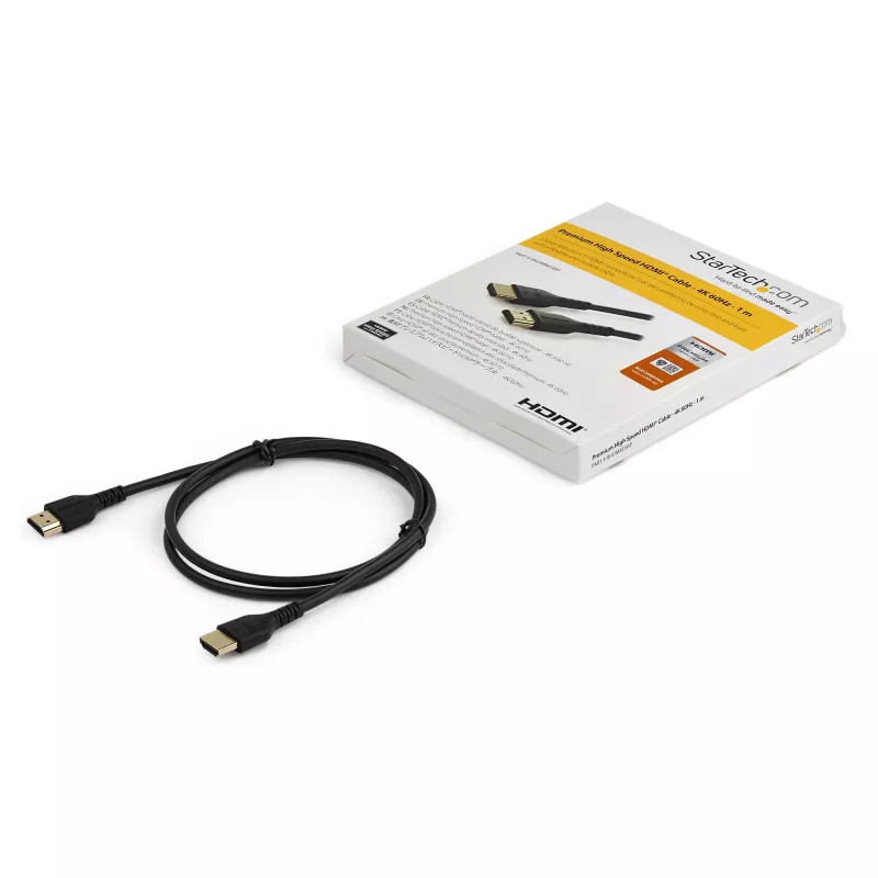 StarTech.com 0,9 m (3ft) slanke HDMI 2.0-kabel, flexibele, Premium-gecertificeerde HDMI-kabel met Ethernet, UHD 4K 60Hz HDR10, robuust aramidevezelontwerp met TPE-mantel