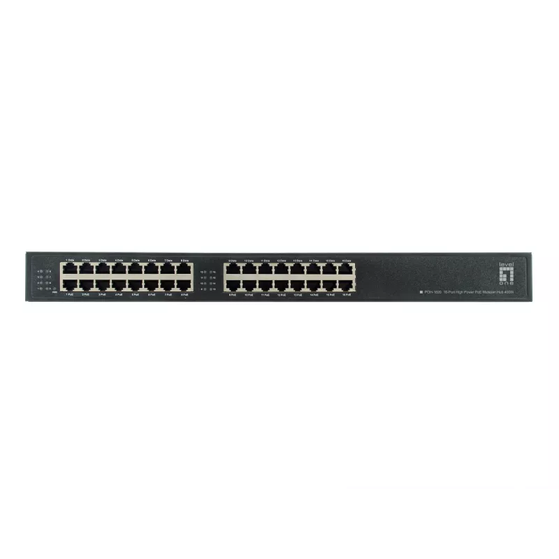 LevelOne POH-1620 16-poorts High-Power PoE-midspan-hub, 400 W