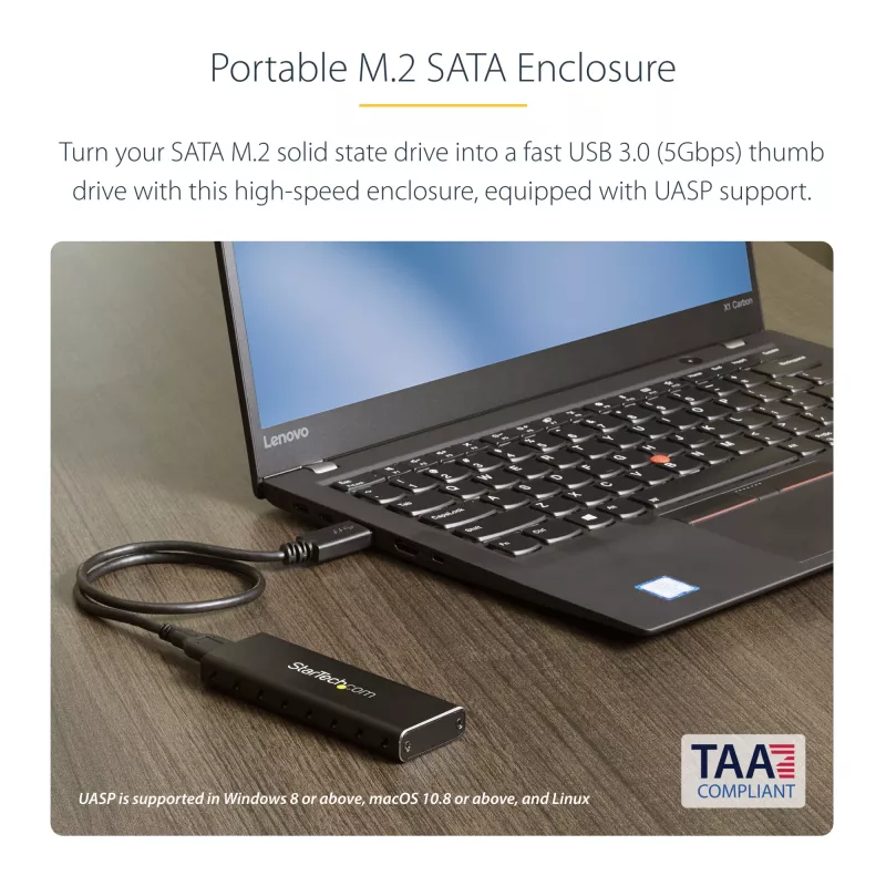 StarTech.com M.2 SSD-behuizing voor M.2 SATA SSD's – USB 3.0 (5 Gbit/s) met UASP