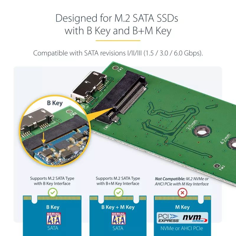 StarTech.com M.2 SSD-behuizing voor M.2 SATA SSD's – USB 3.0 (5 Gbit/s) met UASP