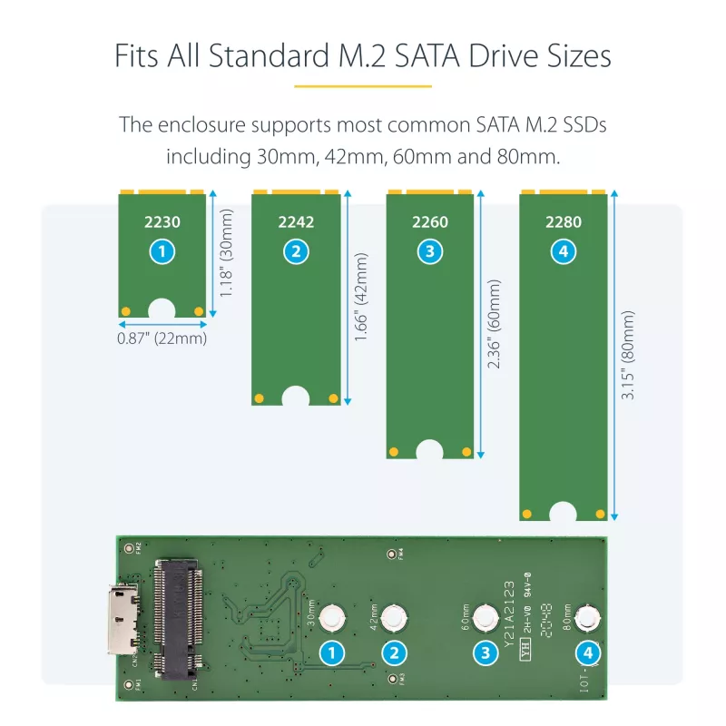 StarTech.com M.2 SSD-behuizing voor M.2 SATA SSD's – USB 3.0 (5 Gbit/s) met UASP