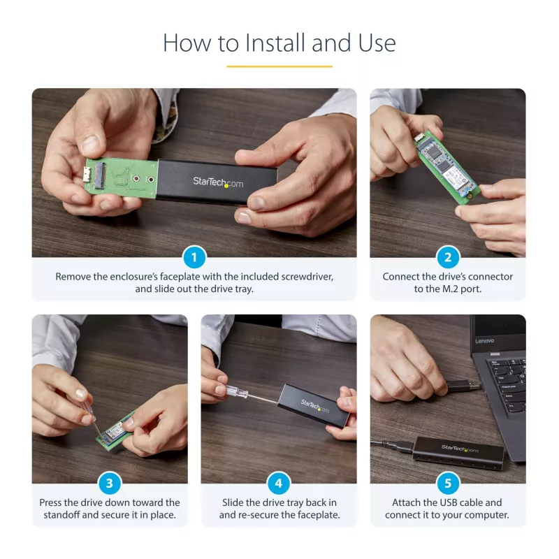 StarTech.com M.2 SSD-behuizing voor M.2 SATA SSD's – USB 3.0 (5 Gbit/s) met UASP