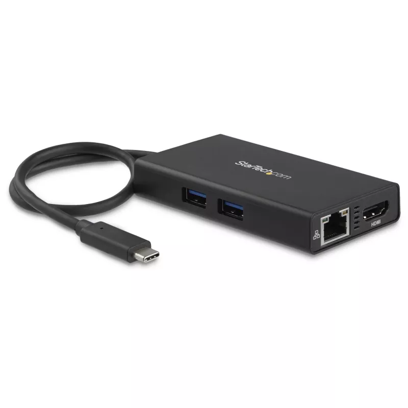 StarTech.com USB-C-multipoort-adapter – USB-C-reisdockingstation met 4K HDMI – 60 W Power Delivery Pass-Through, GbE, 2 poorten USB-A 3.0-hub – draagbaar mini-USB-Type-C-dock voor laptops