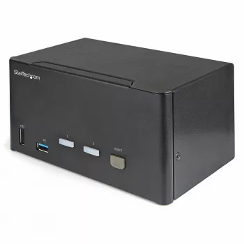 StarTech.com 2-poorts triple-monitor DisplayPort KVM-switch – 4K 60Hz UHD HDR – desktop DP 1.2 KVM met 2-poorts USB 3.0-hub (5 Gbit/s) & 4x USB 2.0 HID-poorten, audio – hotkey-omschakeling – TAA