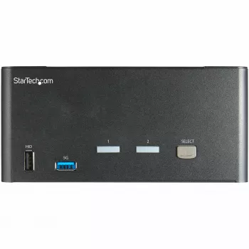 StarTech.com 2-poorts triple-monitor DisplayPort KVM-switch – 4K 60Hz UHD HDR – desktop DP 1.2 KVM met 2-poorts USB 3.0-hub (5 Gbit/s) & 4x USB 2.0 HID-poorten, audio – hotkey-omschakeling – TAA