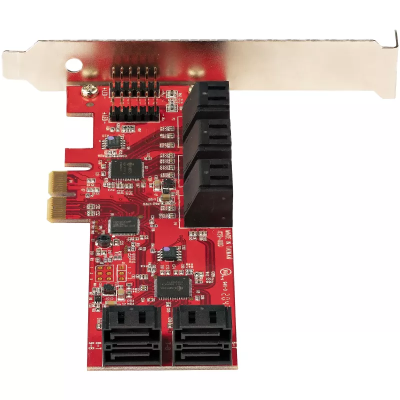 StarTech.com SATA PCIe-kaart - 10-poorts PCIe SATA-uitbreidingskaart - 6 Gbit/s - low-/full-profile - gestapelde SATA-aansluitingen - ASM1062 non-RAID - PCI Express naar SATA-converter/adapter