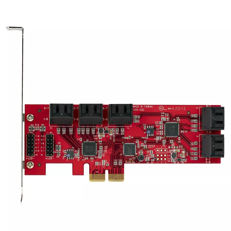 StarTech.com SATA PCIe-kaart - 10-poorts PCIe SATA-uitbreidingskaart - 6 Gbit/s - low-/full-profile - gestapelde SATA-aansluitingen - ASM1062 non-RAID - PCI Express naar SATA-converter/adapter