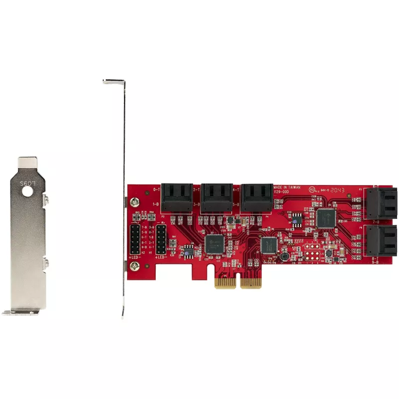 StarTech.com SATA PCIe-kaart - 10-poorts PCIe SATA-uitbreidingskaart - 6 Gbit/s - low-/full-profile - gestapelde SATA-aansluitingen - ASM1062 non-RAID - PCI Express naar SATA-converter/adapter