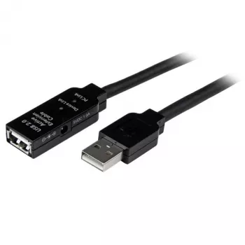 StarTech.com 20m USB 2.0 actieve verlengkabel - M/F, 20 m, USB A, USB A, USB 2.0, stekker/bus, zwart
