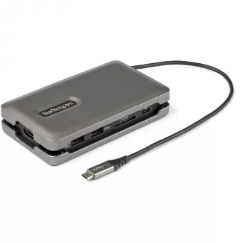 StarTech.com USB-C-multipoort-adapter – USB-C naar 4K 60 Hz HDMI 2.0 – 2-poorts 10 Gbit/s USB-hub – 100 W Power Delivery Pass-Through – GbE – SD/MicroSD – USB Type-C mini-dock – 25 cm kabel