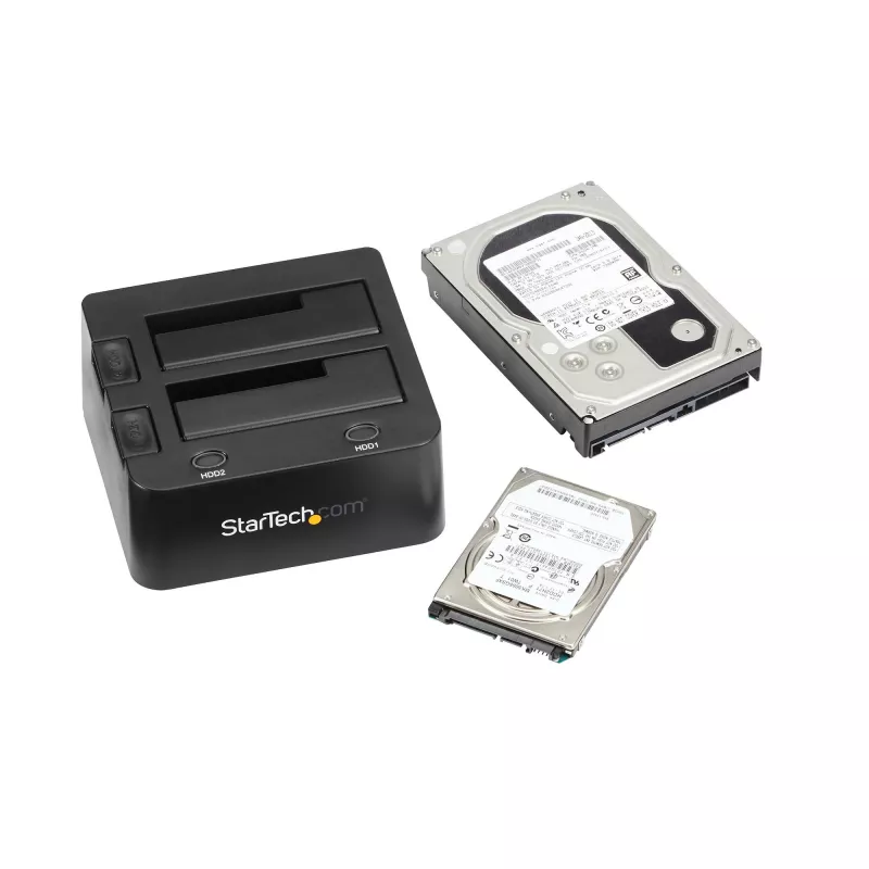 StarTech.com dual-bay USB 3.0 naar SATA harde schijf-dockingstation, USB-harde schijfdock, externe 2,5/3,5 inch SATA I/II/III SSD/HDD dockingstation, hot-swap harde schijf-bay, top-loading