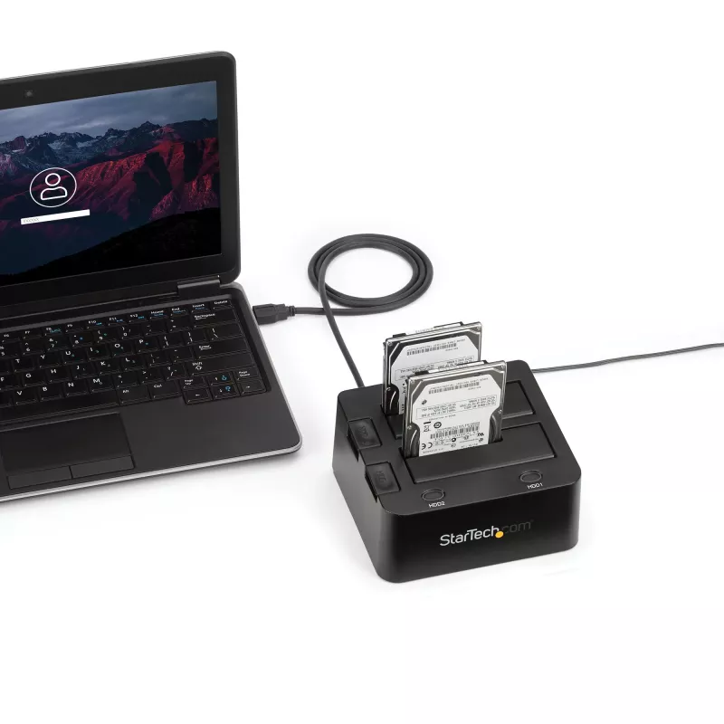 StarTech.com dual-bay USB 3.0 naar SATA harde schijf-dockingstation, USB-harde schijfdock, externe 2,5/3,5 inch SATA I/II/III SSD/HDD dockingstation, hot-swap harde schijf-bay, top-loading
