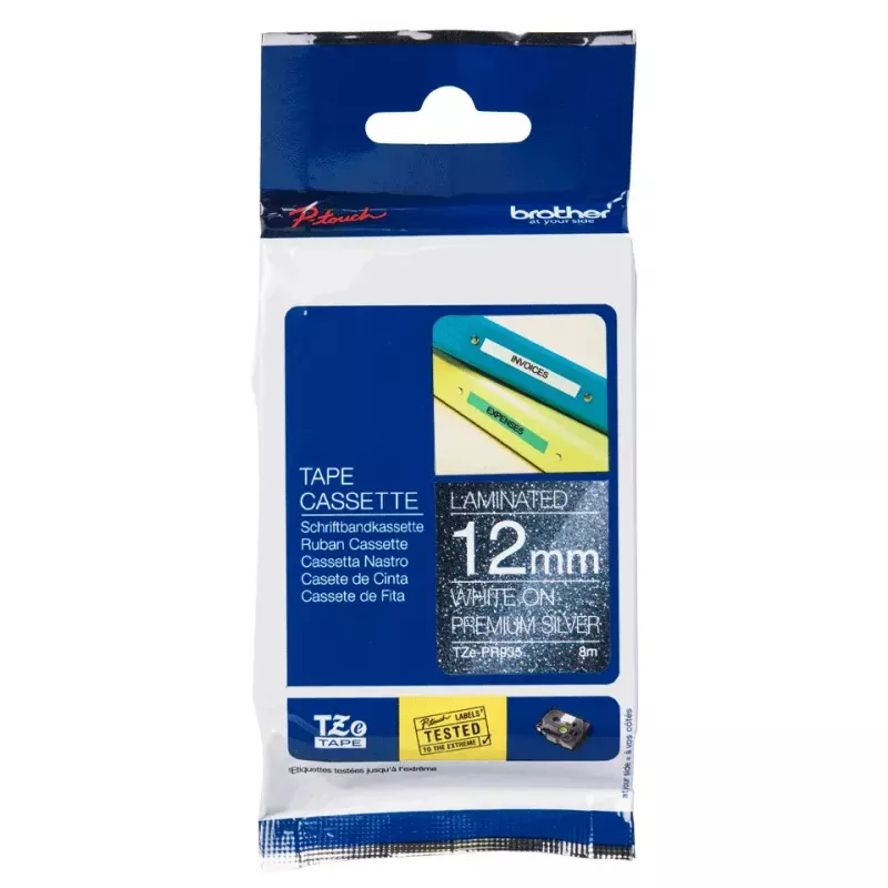 Brother TZE-PR935 labeltape wit op zilver