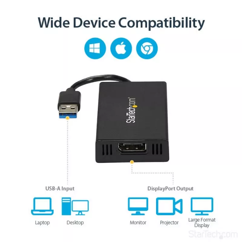 StarTech.com USB 3.0 naar DisplayPort-adapter - DisplayLink gecertificeerd - 4K 30Hz
