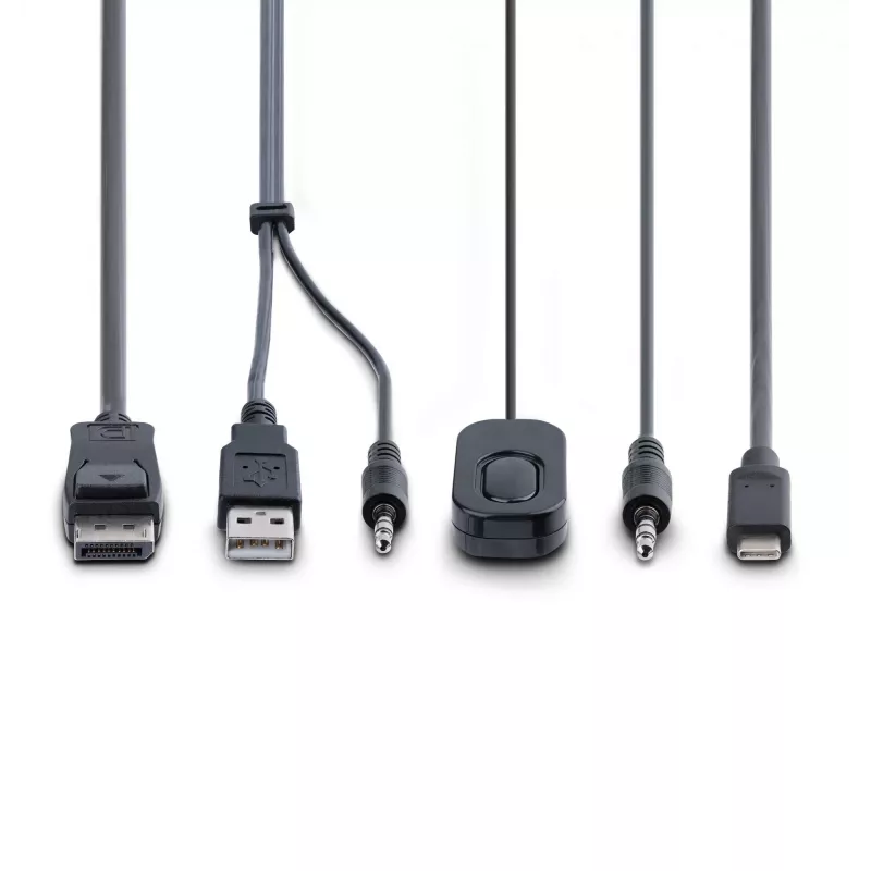 StarTech.com 2-poorts hybride USB-C DisplayPort-kabel KVM-switch, 4K 60Hz, compacte KVM-switch met geïntegreerde 1,8 m USB-A/DisplayPort/audio en 1,2 m USB-C hostkabels, busgevoed – afstandsbedieningstoets/hotkey-omschakeling