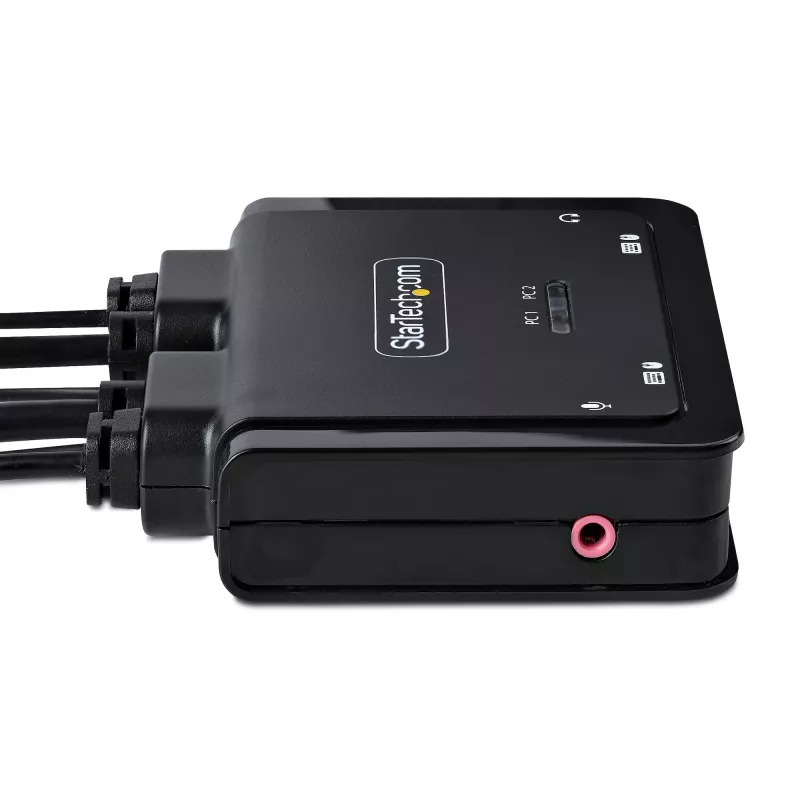 StarTech.com 2-poorts USB-C-kabel KVM-switch, 4K 60Hz DisplayPort-uitgang, compacte KVM met geïntegreerde 1,2m USB Type-C/audiokabels, busgevoed - afstandsbedieningstoets/hotkey-omschakeling