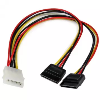 StarTech.com 30,5 cm LP4 naar 2x SATA stroom-Y-kabel-adapter, Molex (4-polig), 2 x SATA 15-polig, 0,304 m, stekker, recht, recht