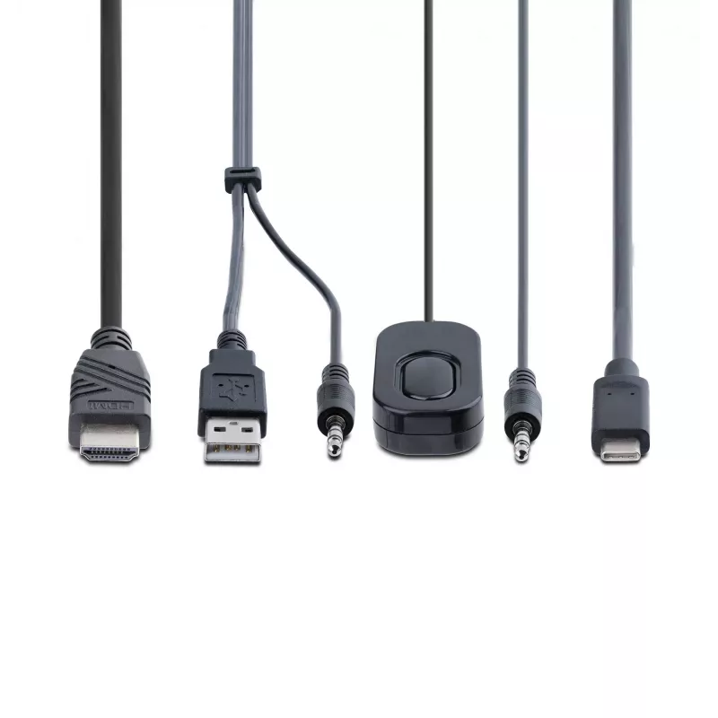 StarTech.com 2-poorts hybride USB-C HDMI-kabel KVM-switch, 4K 60Hz, compacte KVM met 6ft/1,8m USB-A/HDMI/audio & 4ft/1,2m USB-C geïntegreerde hostkabels, busgevoed - afstandsbedieningstoets/hotkey-omschakeling