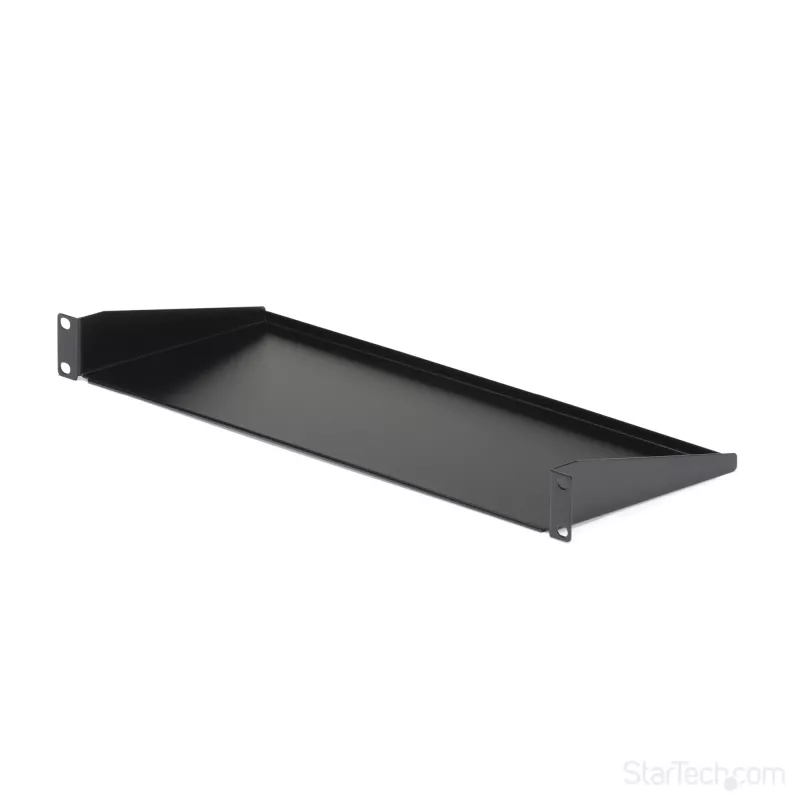 StarTech.com CABSHELF1U 1U serverrackplank, vaste uitkragende plank voor 19-inch rack/kast, 17,7 cm (7 inch) diep, draagvermogen 15 kg (33 lb), met kooimoeren en schroeven, zwart