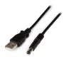 StarTech.com USB naar 5,5 mm stroomkabel – type N holle stekker – 1 m, 1 m, USB A, holle stekker type N