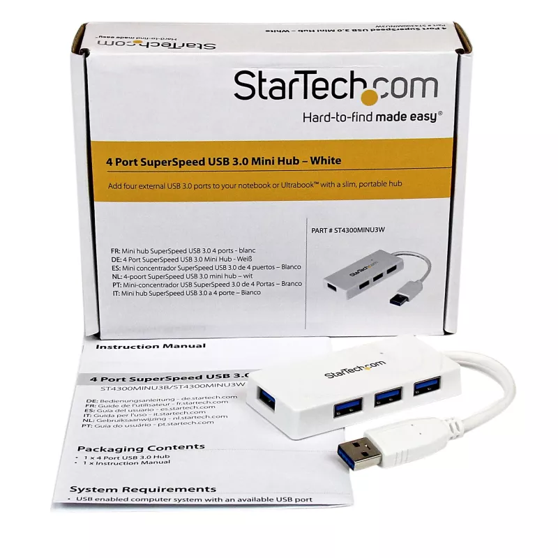 StarTech.com draagbare 4-poorts SuperSpeed mini USB 3.0 hub – wit