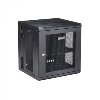 StarTech.com 4-Post 12U wandmontage netwerkkast met 1U-vak, 19 inch opklapbare wandgemonteerde serverkast voor data-/AV-/elektronica-/computerkasten, flexibele geventileerde rackbehuizing
