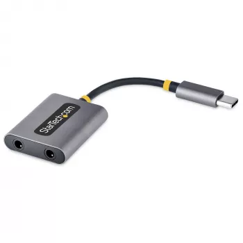 StarTech.com USB-C hoofdtelefoonsplitter, USB Type-C dual-headset-adapter met microfooningang, USB-C naar 3,5-mm audio-adapter/oordopjes-dongle, USB-C naar audiobus/aux-uitgang, 24-bit DAC