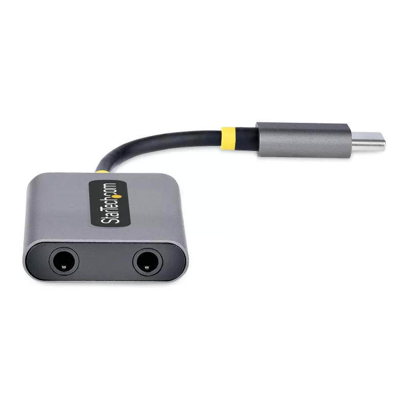 StarTech.com USB-C hoofdtelefoonsplitter, USB Type-C dual-headset-adapter met microfooningang, USB-C naar 3,5-mm audio-adapter/oordopjes-dongle, USB-C naar audiobus/aux-uitgang, 24-bit DAC
