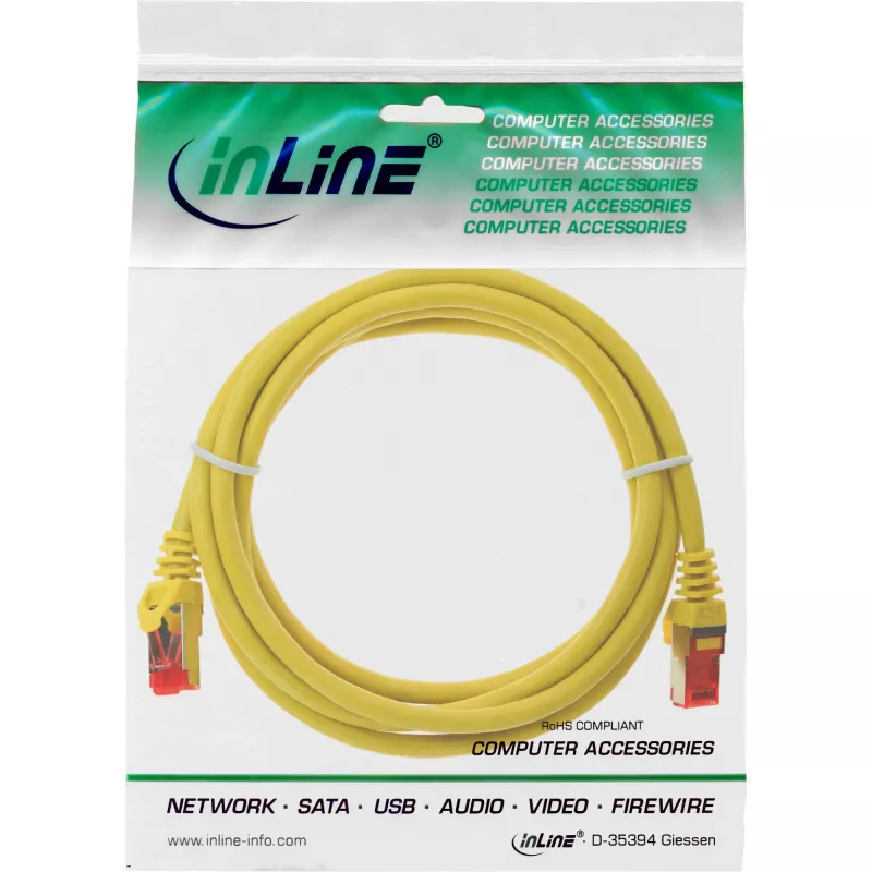 InLine patchkabel S/FTP PiMF Cat.6 250MHz PVC koper geel 1m