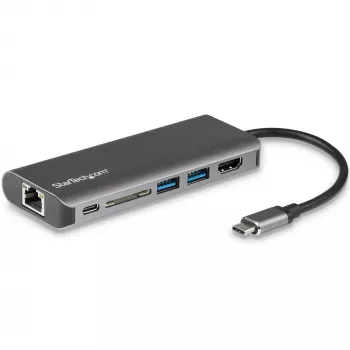 StarTech.com USB-C-multipoort-adapter, draagbare USB-C-dock naar 4K HDMI, 2-voudige USB 3.0 hub, SD/SDHC, GbE, 60W PD pass-through – USB Type-C/Thunderbolt 3 – VERVANGEN DOOR DKT30CHSDPD1
