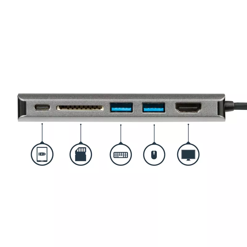StarTech.com USB-C-multipoort-adapter, draagbare USB-C-dock naar 4K HDMI, 2-voudige USB 3.0 hub, SD/SDHC, GbE, 60W PD pass-through – USB Type-C/Thunderbolt 3 – VERVANGEN DOOR DKT30CHSDPD1