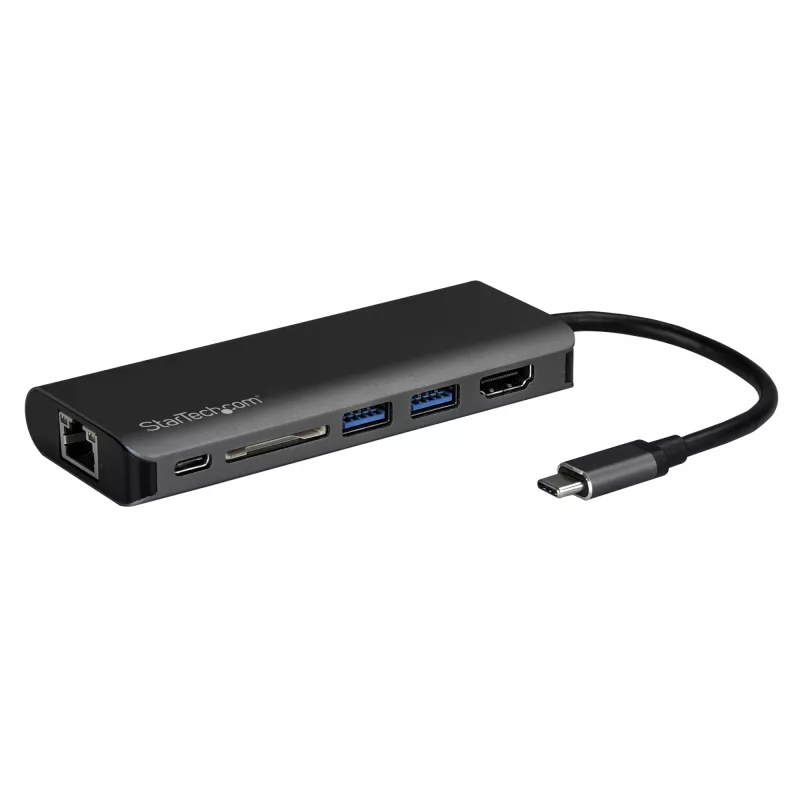 StarTech.com USB-C-multipoort-adapter, draagbare USB-C-dock naar 4K HDMI, 2-voudige USB 3.0 hub, SD/SDHC, GbE, 60W PD pass-through – USB Type-C/Thunderbolt 3 – VERVANGEN DOOR DKT30CHSDPD1