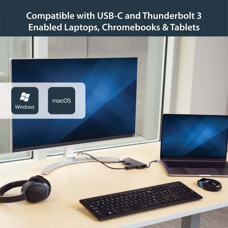 StarTech.com USB-C-multipoort-adapter, draagbare USB-C-dock naar 4K HDMI, 2-voudige USB 3.0 hub, SD/SDHC, GbE, 60W PD pass-through – USB Type-C/Thunderbolt 3 – VERVANGEN DOOR DKT30CHSDPD1