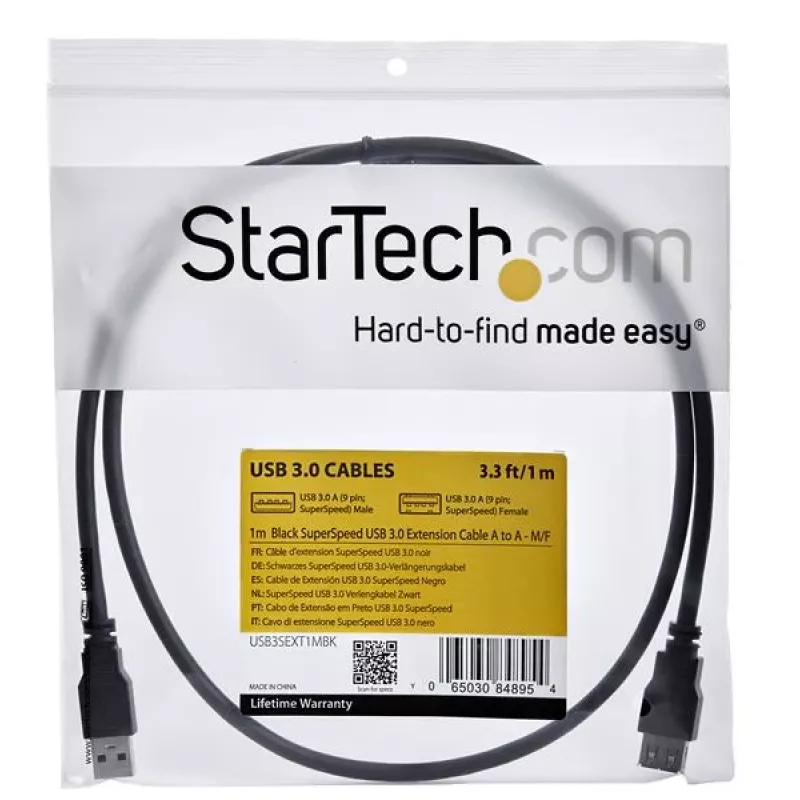 StarTech.com 1m zwart SuperSpeed USB 3.0 verlengkabel A naar A - M/F
