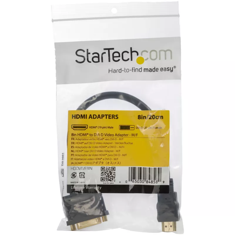 StarTech.com 8in HDMI-naar-DVI-D-videokabel-adapter – HDMI-stekker naar DVI-bus