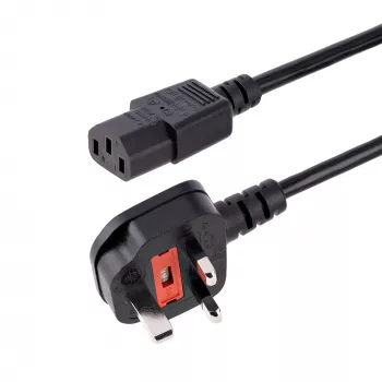 StarTech.com 10ft (3m) UK computernetkabel, 18AWG, BS 1363 naar C13, 10A 250V, Zwarte vervangende AC-netkabel, koudapparaatkabel / UK-netkabel, pc-voedingskabel, tv-/monitornetkabel